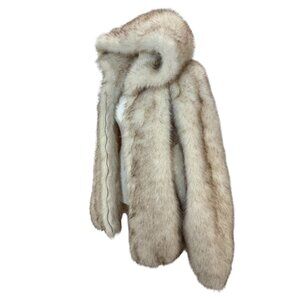 Boohoo Cream Hooded Faux Fur Jacket, Winter Coat, US 10, NWT